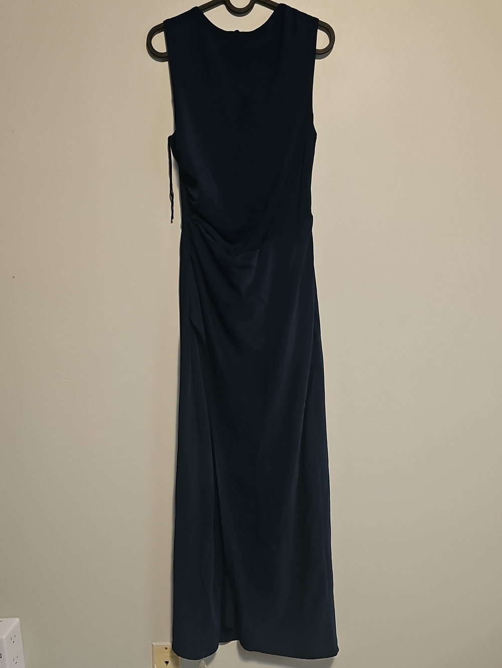 Abercrombie Navy High Neck LOW back Sleeveless Maxi Dress High Slit Med Tall